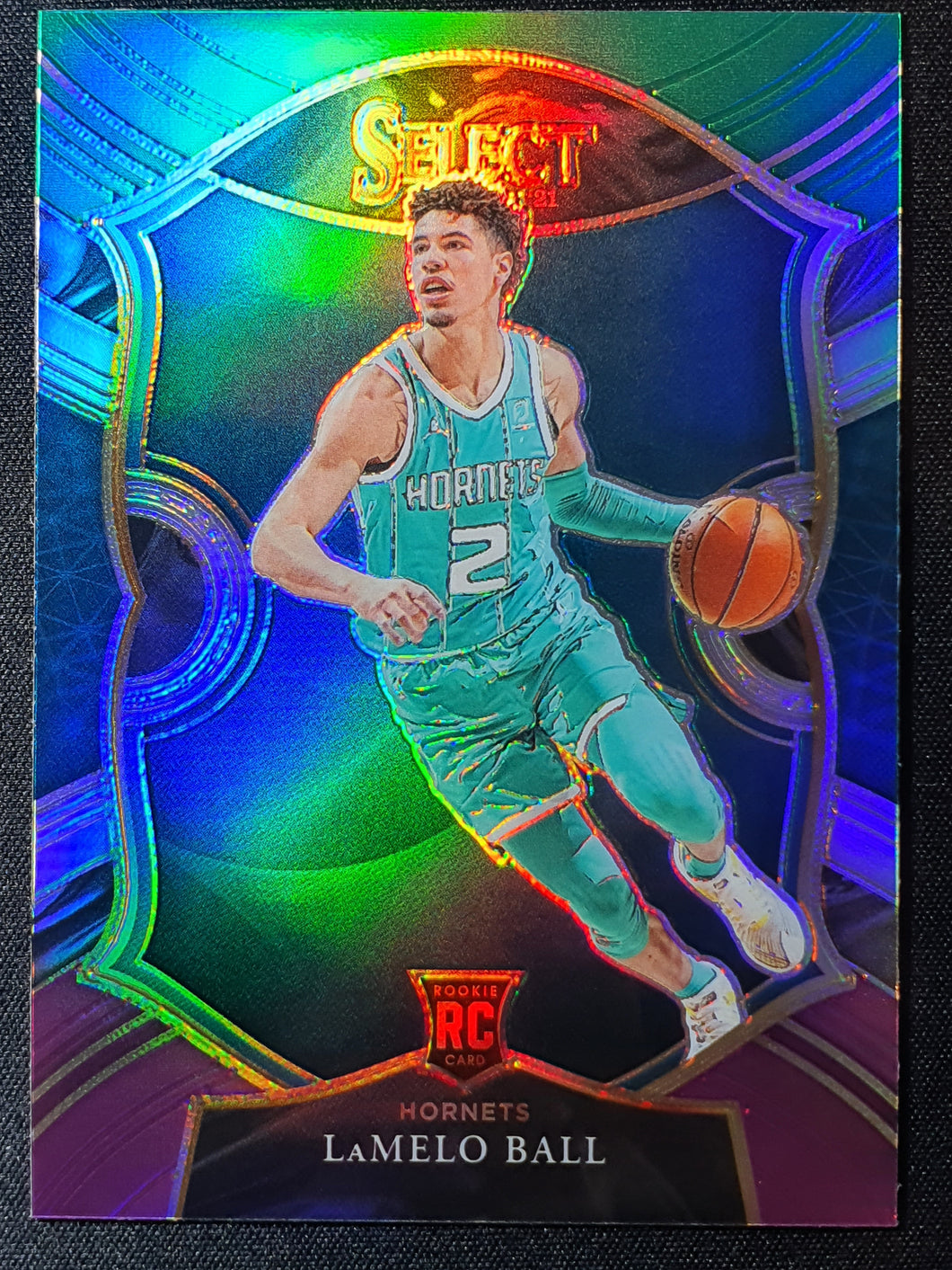 2020-21 Panini Select LaMelo Ball Concourse Green White Purple Prizm #63